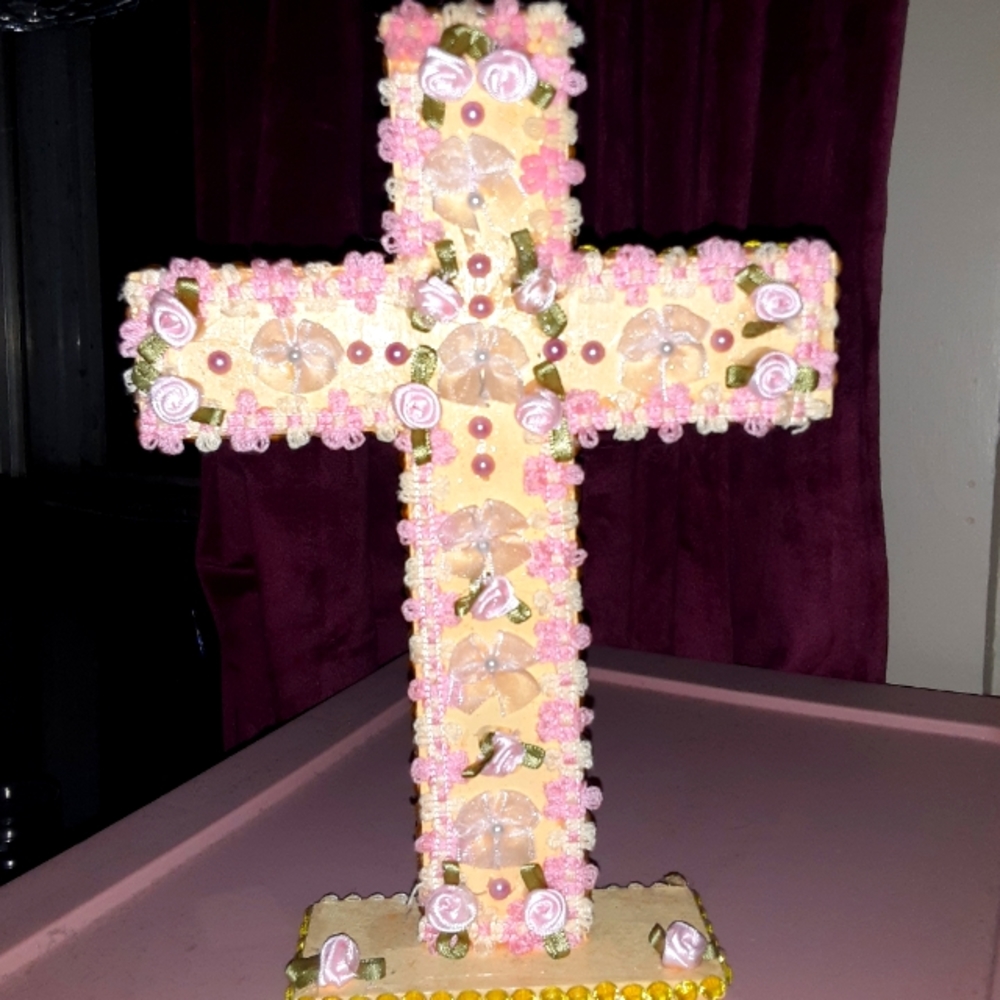 Hand decorated cross